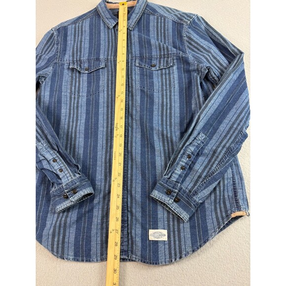 Vintage CPO Shirt Mens Medium Blue Denim Striped Navy Anchor Buttons Military - Picture 6 of 16